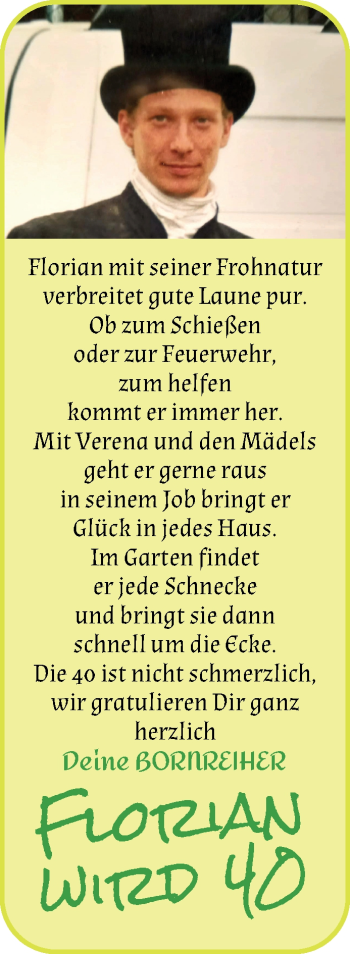 Glückwunschanzeige von Florian  von Osterholzer Kreisblatt