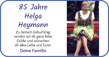 Glückwunschanzeige von Helga Heymann von Die Norddeutsche