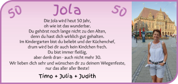Glückwunschanzeige von Jola Ullrich von Wuemme Zeitung