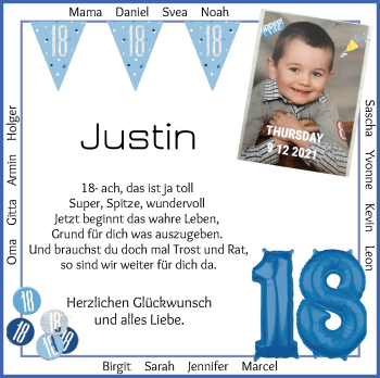 Glückwunschanzeige von Justin Klonecki von Osterholzer Kreisblatt