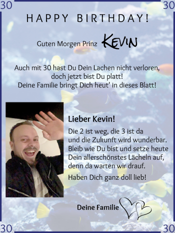 Glückwunschanzeige von Kevin  von Osterholzer Kreisblatt