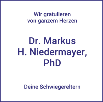 Glückwunschanzeige von Markus Niedermayer von WESER-KURIER
