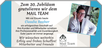 Glückwunschanzeige von Claudia Rauber von Wuemme Zeitung