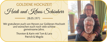 Glückwunschanzeige von Heidi und Klaus Schönherr von WESER-KURIER