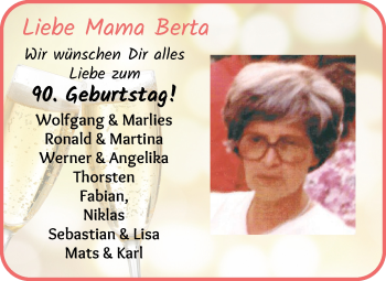 Glückwunschanzeige von Berta  von WESER-KURIER