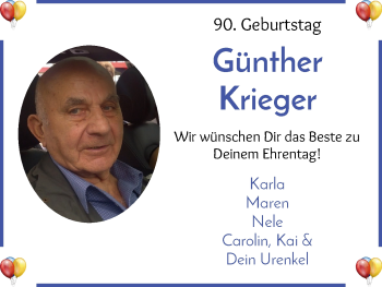 Glückwunschanzeige von Günther Krieger von WESER-KURIER