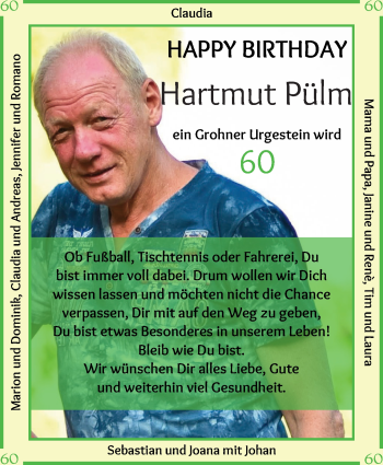Glückwunschanzeige von Hartmut Pülm von Die Norddeutsche