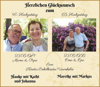 Glückwunschanzeige von Hochzeitstag  von WESER-KURIER