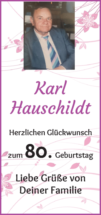Glückwunschanzeige von Karl Hauschildt von Die Norddeutsche