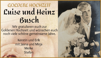 Glückwunschanzeige von Luise und Heinz Busch von Osterholzer Kreisblatt