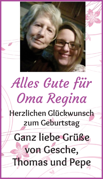 Glückwunschanzeige von Regina  von WESER-KURIER