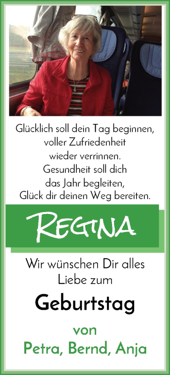 Glückwunschanzeige von Regina  von WESER-KURIER