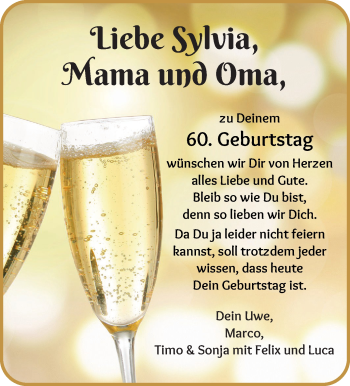 Glückwunschanzeige von Sylvia Böttjer von Wuemme Zeitung