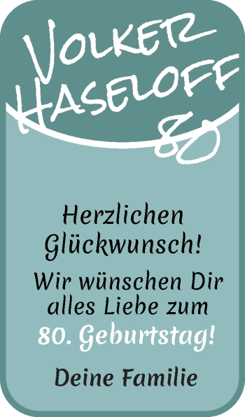 Glückwunschanzeige von Volker Haselhoff von WESER-KURIER