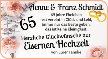 Glückwunschanzeige von Aenne und Frank Schmidt von WESER-KURIER