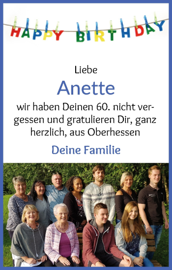 Glückwunschanzeige von Anette  von Regionale Rundschau/Syker Kurier