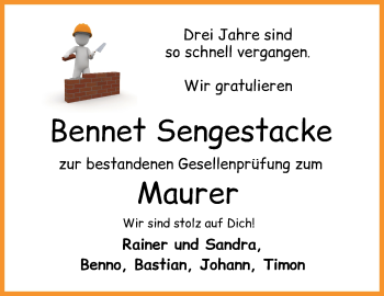 Glückwunschanzeige von Bennet Sengestacke von Osterholzer Kreisblatt