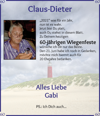 Glückwunschanzeige von Claus-Dieter  von WESER-KURIER