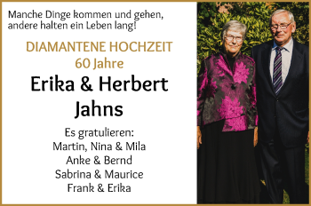 Glückwunschanzeige von Erika und Herbert Jahns von WESER-KURIER
