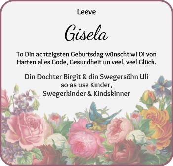 Glückwunschanzeige von Gisela Stahl von Die Norddeutsche