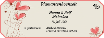 Glückwunschanzeige von Hanna Meineken von WESER-KURIER
