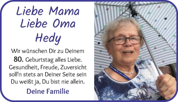 Glückwunschanzeige von Hedy  von WESER-KURIER
