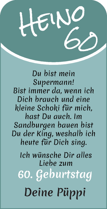 Glückwunschanzeige von Heino  von Osterholzer Kreisblatt
