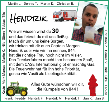 Glückwunschanzeige von Hendrik  von Osterholzer Kreisblatt