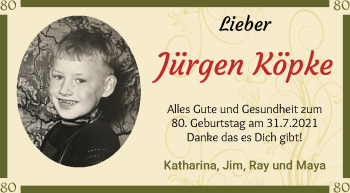 Glückwunschanzeige von Jürgen Köpke von WESER-KURIER