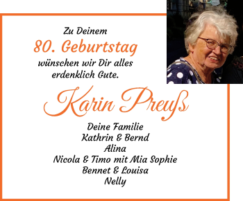 Glückwunschanzeige von Karin Preuß von WESER-KURIER