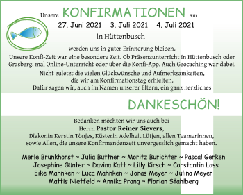 Glückwunschanzeige von Konfirmation  von Wuemme Zeitung