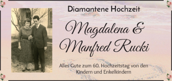 Glückwunschanzeige von Magdalena und Manfred Rucki von Wuemme Zeitung