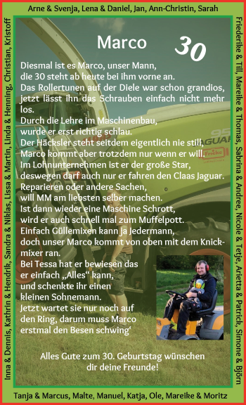 Glückwunschanzeige von Marco  von Wuemme Zeitung