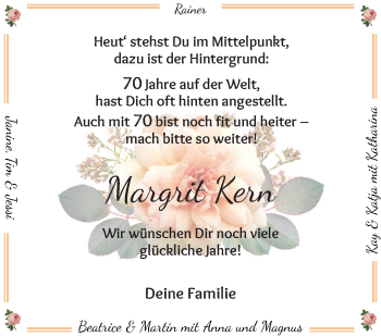 Glückwunschanzeige von Margrit Kern von WESER-KURIER