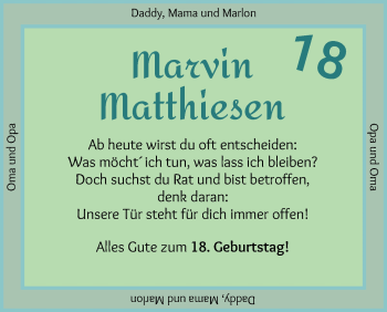 Glückwunschanzeige von Marvin Matthiesen von WESER-KURIER