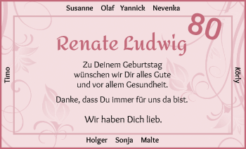 Glückwunschanzeige von Renate Ludwig von Osterholzer Kreisblatt