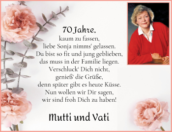 Glückwunschanzeige von Sonja  von WESER-KURIER