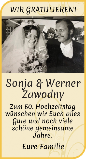 Glückwunschanzeige von Sonja und Werner Zawodny von WESER-KURIER