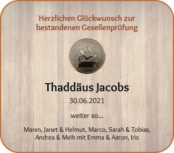 Glückwunschanzeige von Thaddäus  von WESER-KURIER