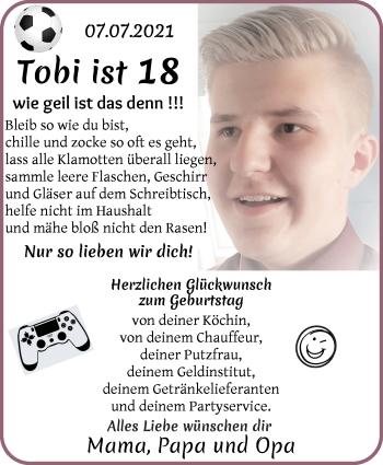 Glückwunschanzeige von Tobias Gömann von Osterholzer Kreisblatt