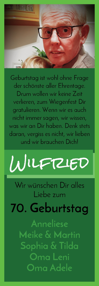 Glückwunschanzeige von Wilfried  von Wuemme Zeitung
