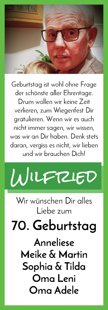Glückwunschanzeige von Wilfried  von Wuemme Zeitung