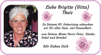 Glückwunschanzeige von Brigitte Theis von WESER-KURIER
