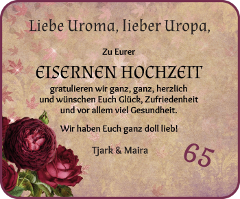 Glückwunschanzeige von Gerda und Herbert Meyerdierks von Wuemme Zeitung