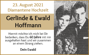 Glückwunschanzeige von Gerlinde und Ewald Hoffmann von Wuemme Zeitung