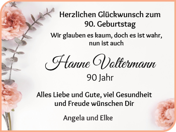 Glückwunschanzeige von Hanne Voltermann von WESER-KURIER
