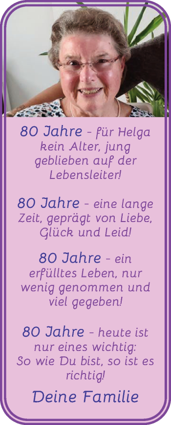 Glückwunschanzeige von Helga  von WESER-KURIER