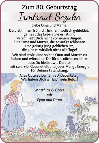 Glückwunschanzeige von Irmtraut Sczuka von Wuemme Zeitung
