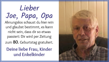 Glückwunschanzeige von Joe, Papa, Opa  von WESER-KURIER