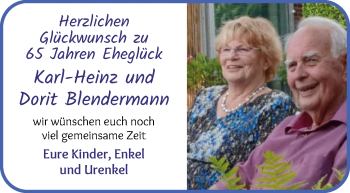 Glückwunschanzeige von Karl-Heinz Blendermann Dorit Blendermann von Osterholzer Kreisblatt